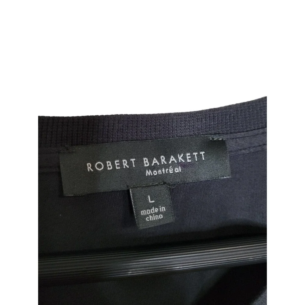 ROBERT BARAKETT Montreal Men's Size Large V Neck Long Sleeve Cotton Shirt Gray - Picture 6 of 8